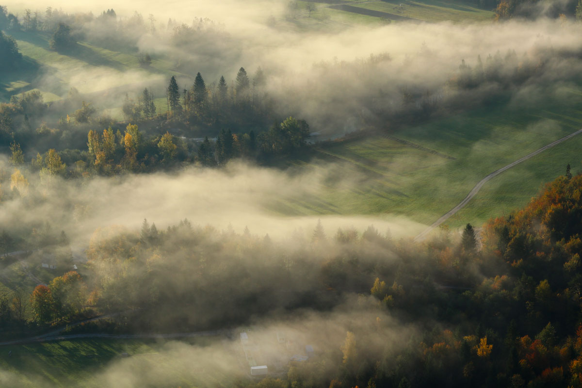 The view from the top of Mala osojnica over the Sava Bohinjka River. 