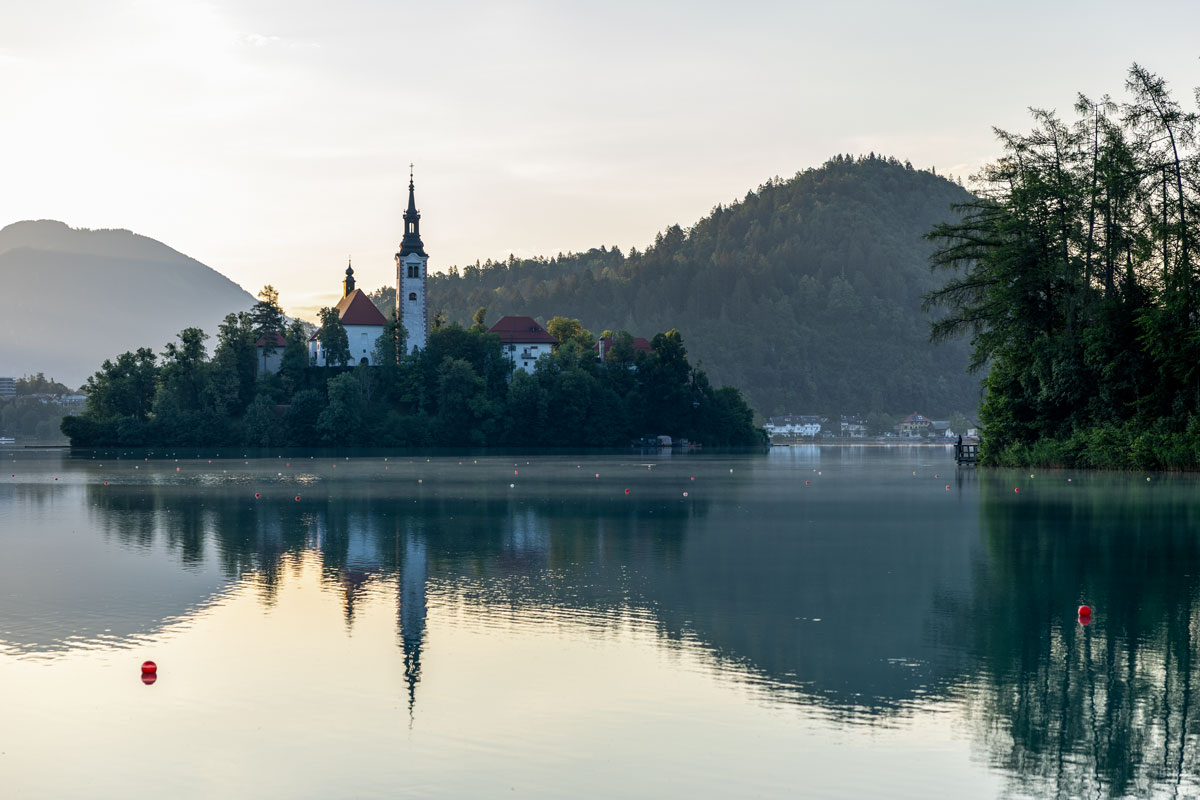 Lake Bled with Bled Island in the morning 