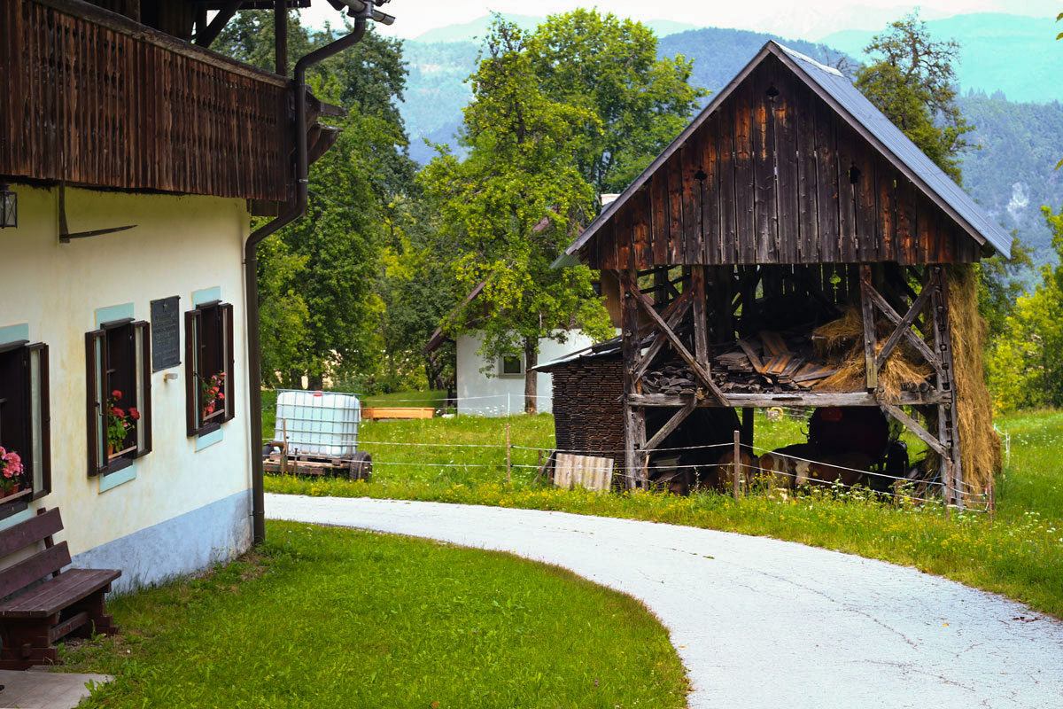 Traditional Slovenian architecture in the village of Kupljenik.