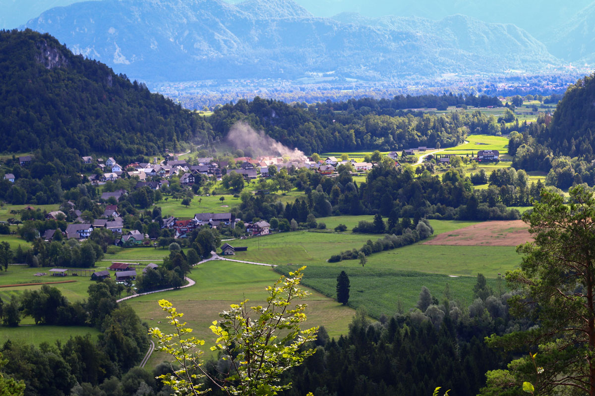 The view from the trail over the village of Ribno. 
