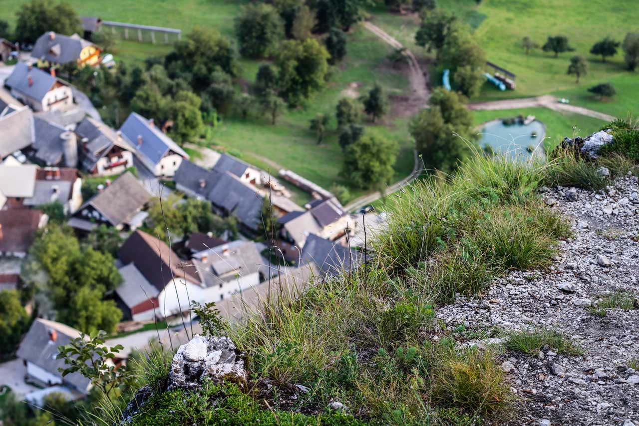 View from the top of Dobra Gora, a hill above the village of Selo near Lake Bled. 