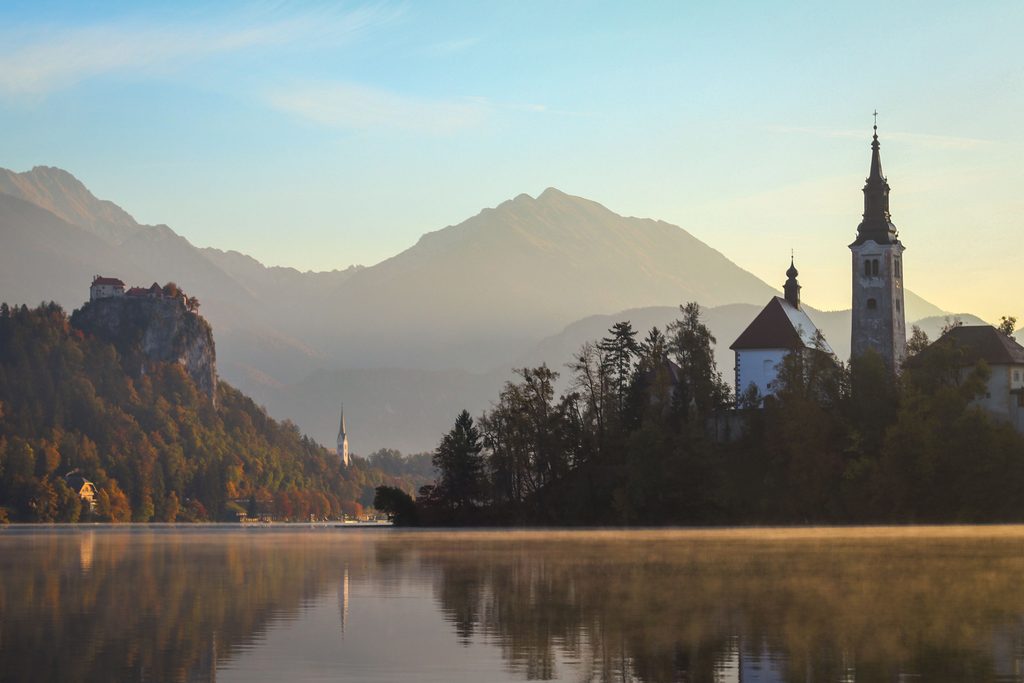Lake Bled with Bled Island in autumn