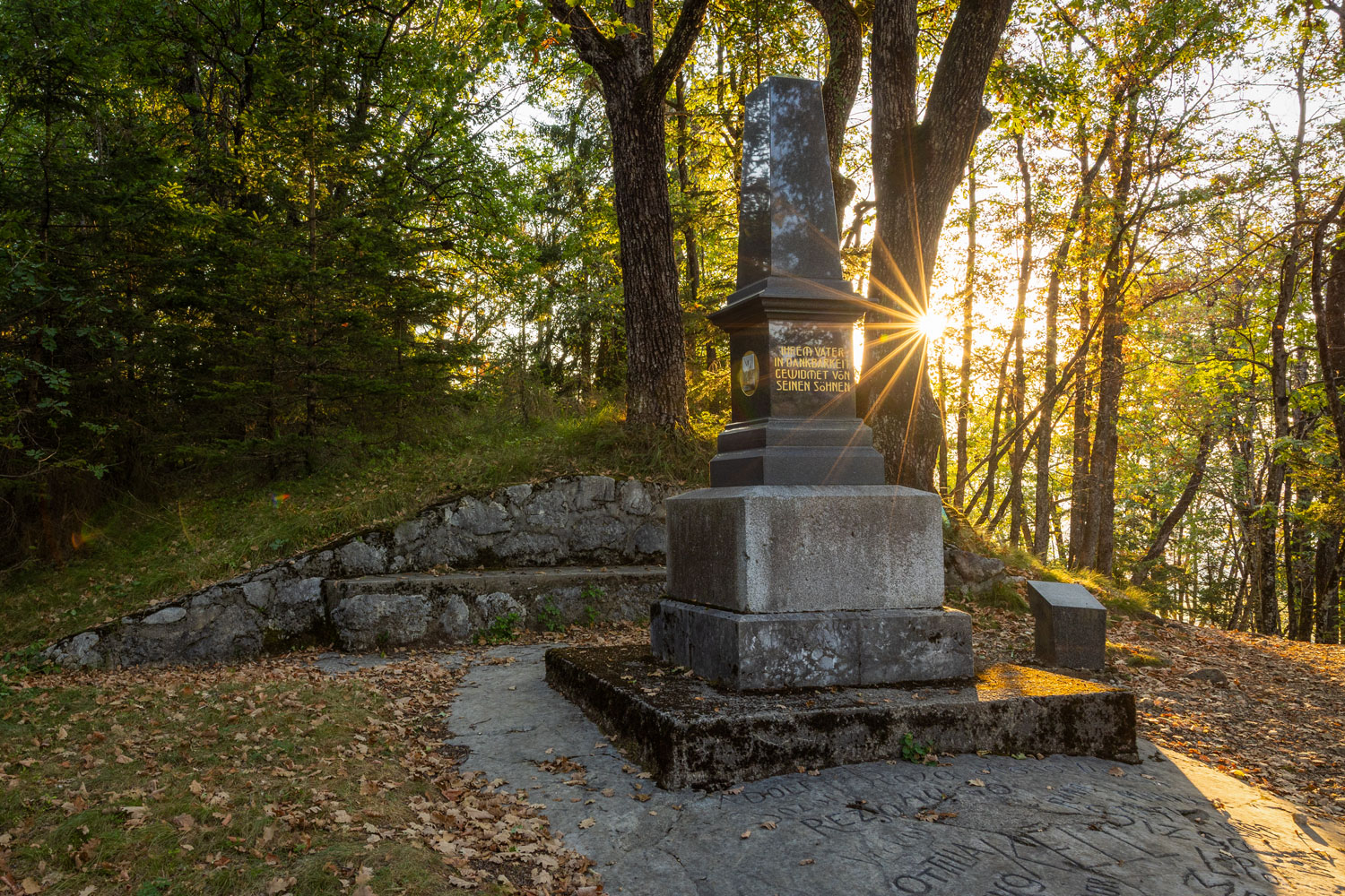 A statue dedicated to Swiss natural healer Arnold Rikli on the top of Straža Hill. 