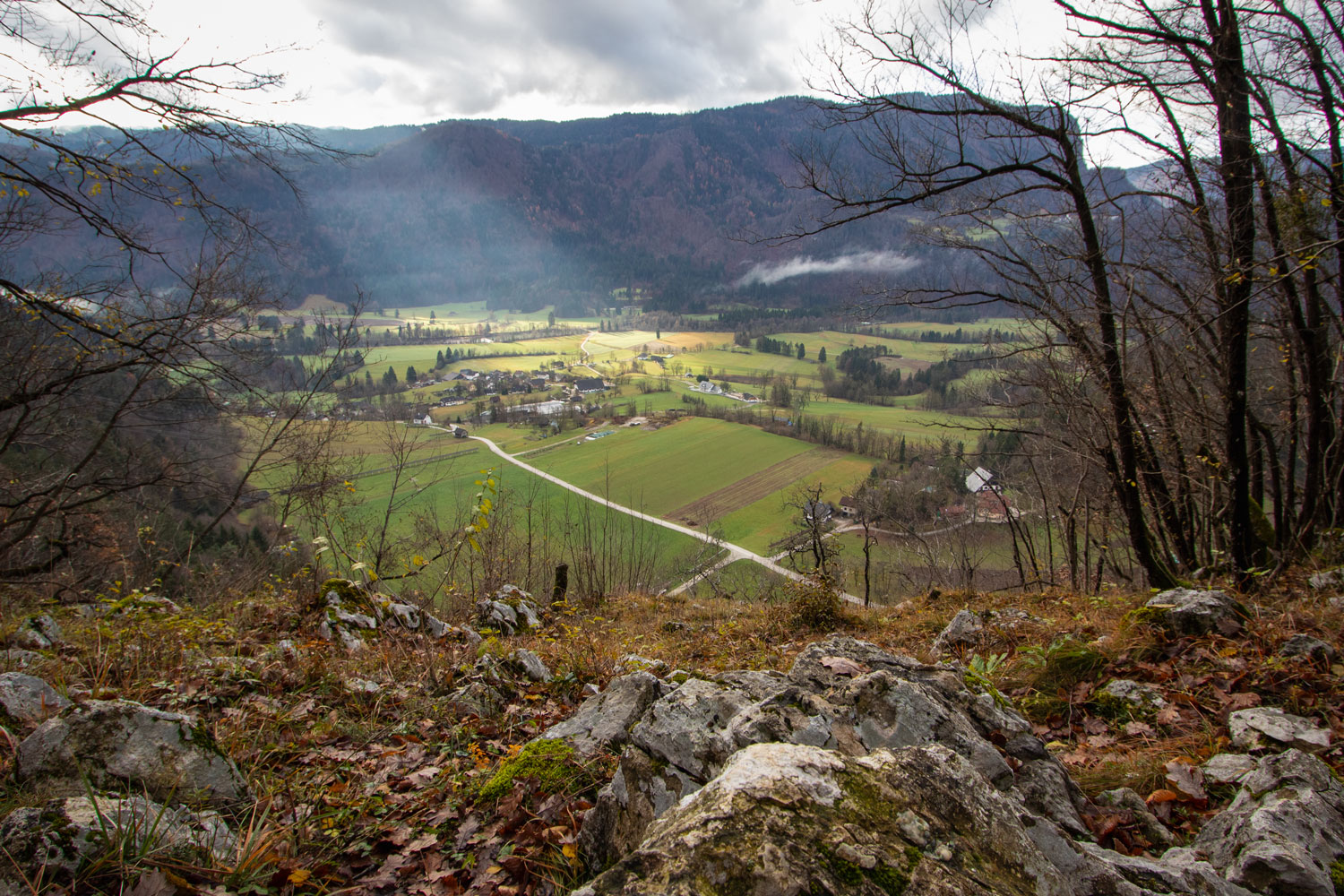 Viewpoint on Straža Hill in Bled overlooking the village of Selo. 